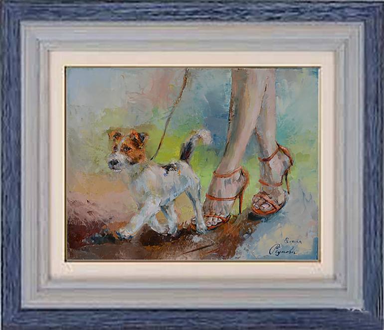 Original Abstract Expressionism Dogs Painting by Elena Reutova