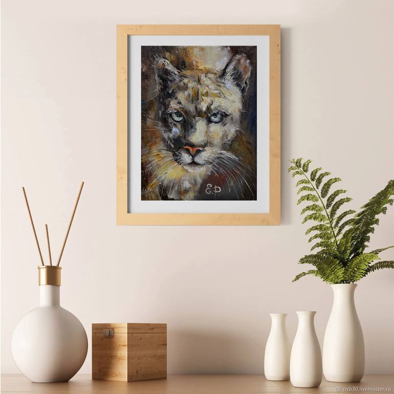 Original Fine Art Cats Painting by Elena Reutova