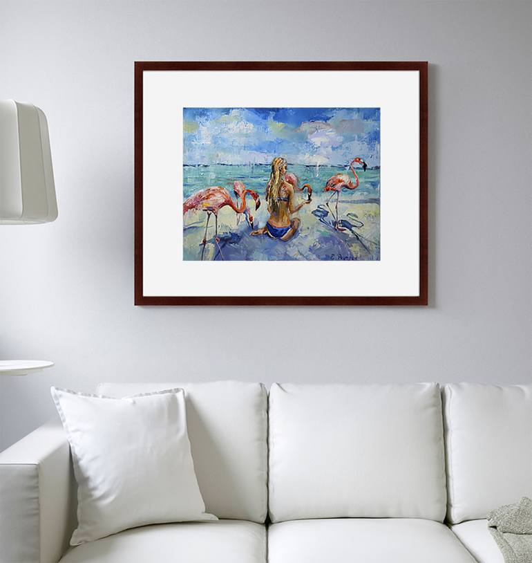 Original Impressionism Beach Painting by Elena Reutova