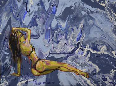 Sea girls. Naked mistress of the sea and water. Abstract fluid art. thumb