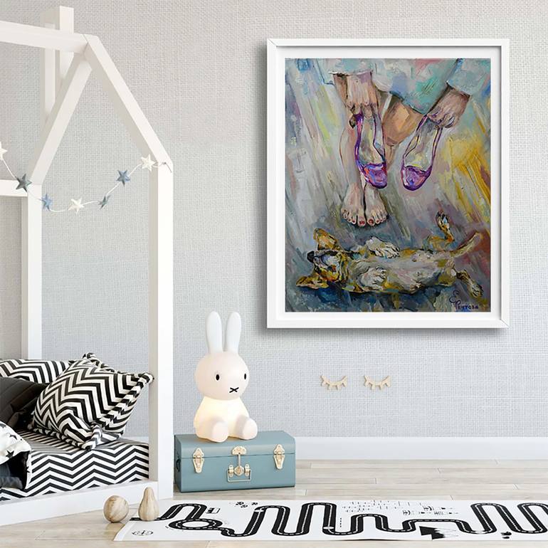 Original Fine Art Dogs Painting by Elena Reutova