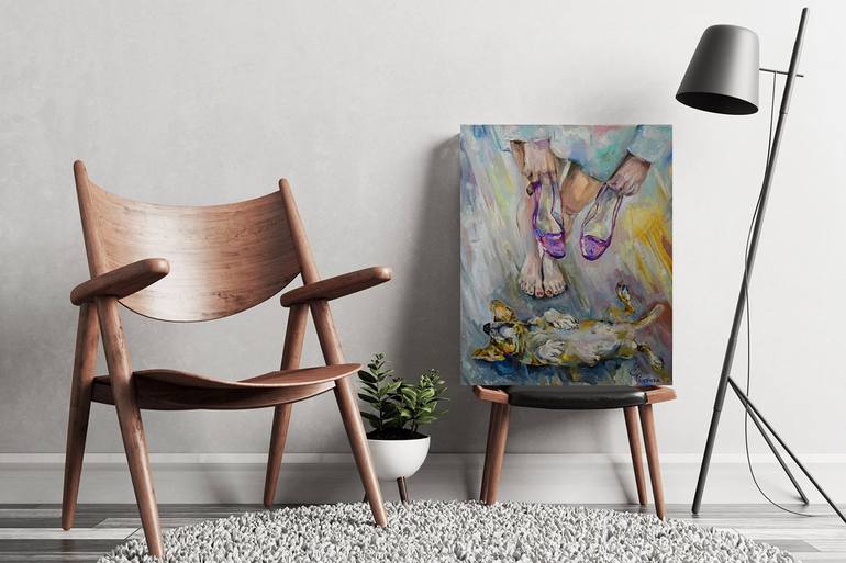 Original Fine Art Dogs Painting by Elena Reutova