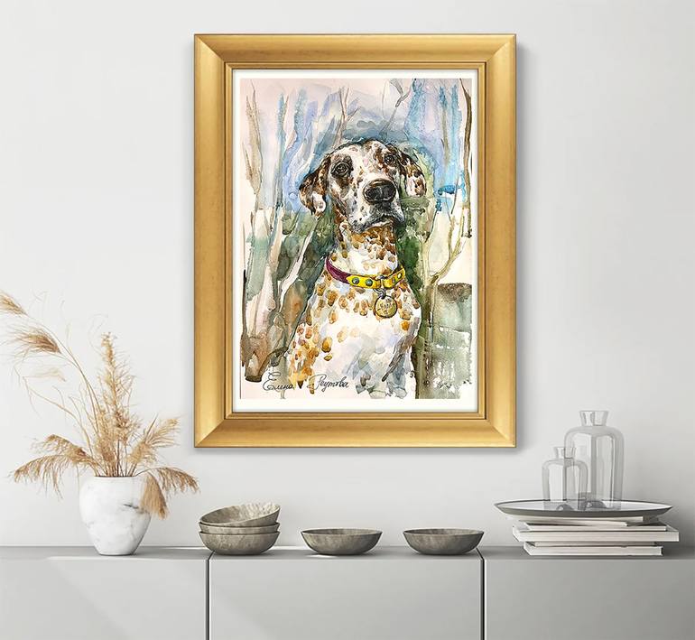 Original Fine Art Dogs Painting by Elena Reutova