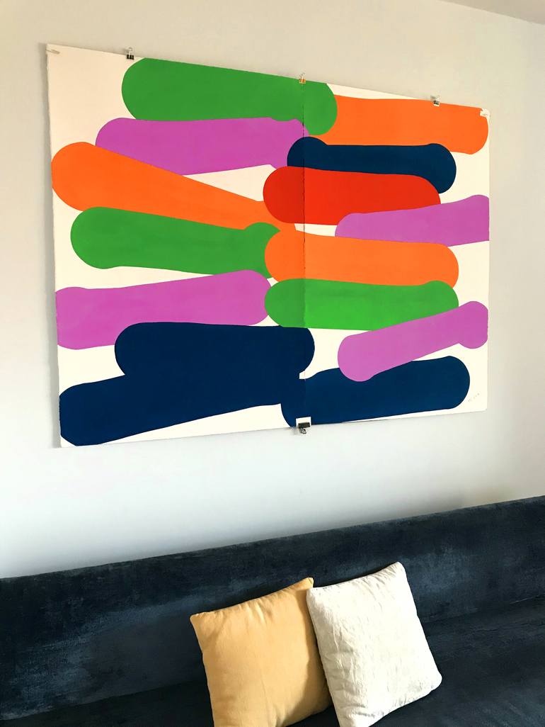 Original Arranged shapes Abstract Painting by Javier Tello