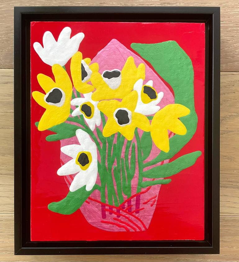 Original Floral Painting by Jackson Pschigoda | Contemporary Art on Wood | Bouquet of Flowers