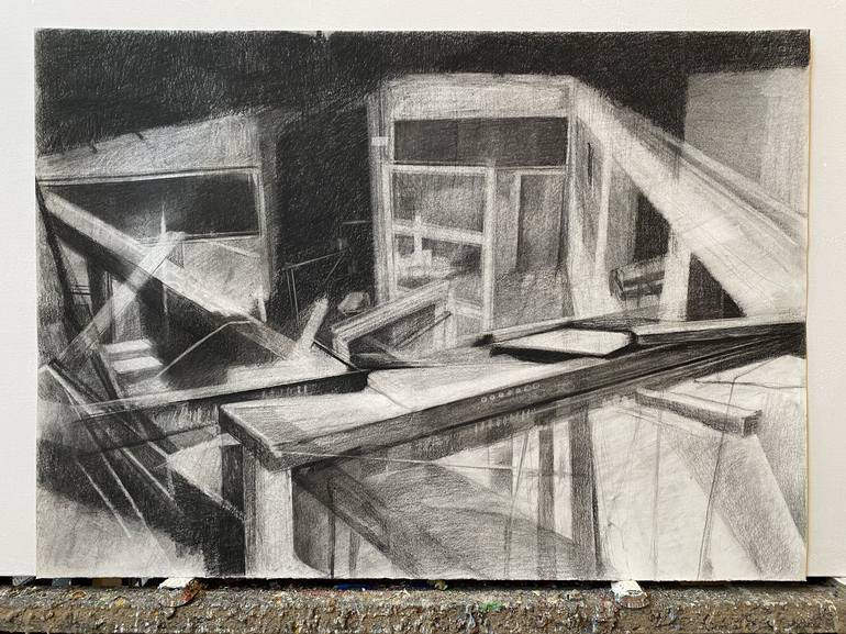 Original Abstract Expressionism Architecture Drawing by Mina Rakidzic