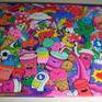 Colourful canvas of doodle art. Acrylic and ink markers on canvas, with the painting spilling over on to all sides of the canvas to give a feel of never ending doodles.