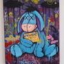 Eeyore needs his Prozac.
Neo pop painting featuring the classic Winnie the Pooh character with a modern twist.