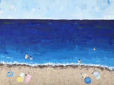 "Bathers" Contemporary Beachscape Painting thumb