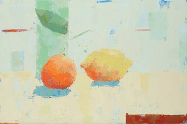 "Two Objects: A Lemon and an Orange" Still Life Painting thumb