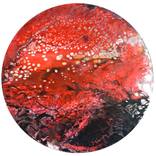 Collection Red abstract round format paintings