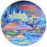 Collection Abstract landscapes painting on round format wood