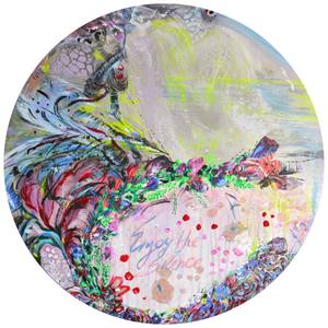 Collection Abstract floral and flower paintings on round wood