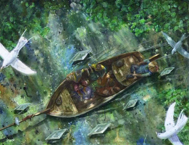 Gently down the Stream Painting by Jennifer S Lange | Saatchi Art