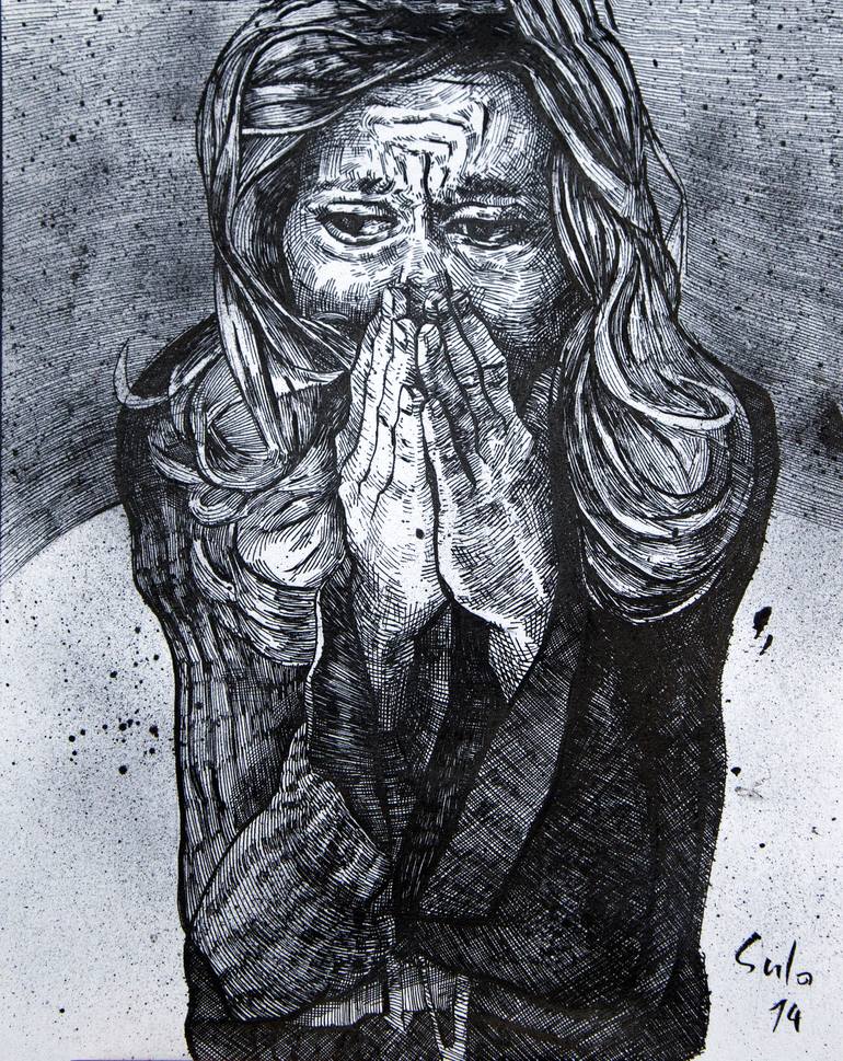 weeping woman drawing