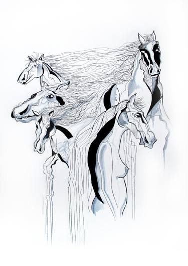 Print of Conceptual Horse Drawings by Ero Ica