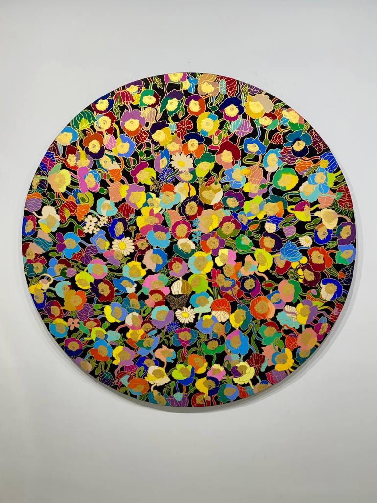 Original Abstract Floral Painting by Jooha Sim