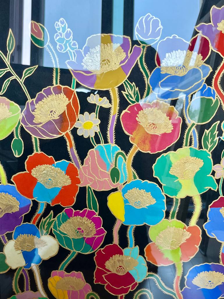 Original Abstract Floral Painting by Jooha Sim