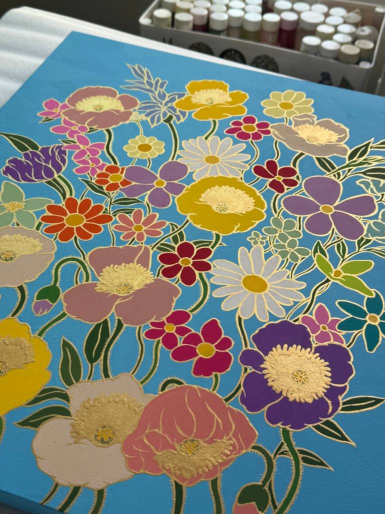 Original Abstract Floral Painting by Jooha Sim