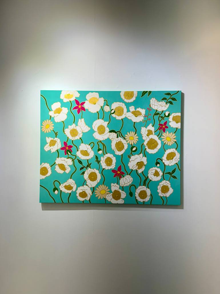 Original Abstract Floral Painting by Jooha Sim