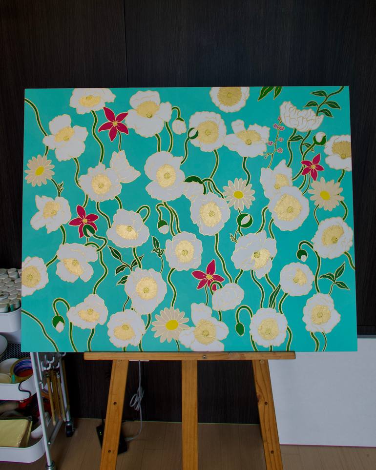 Original Abstract Floral Painting by Jooha Sim