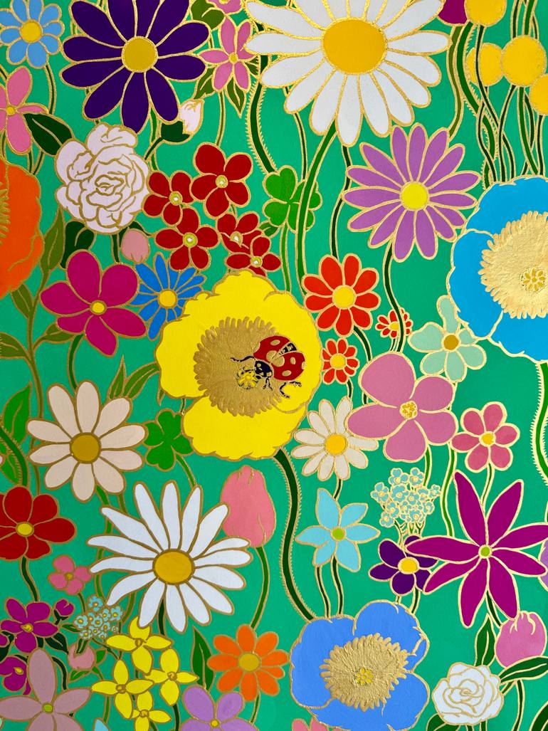 Original Abstract Floral Painting by Jooha Sim
