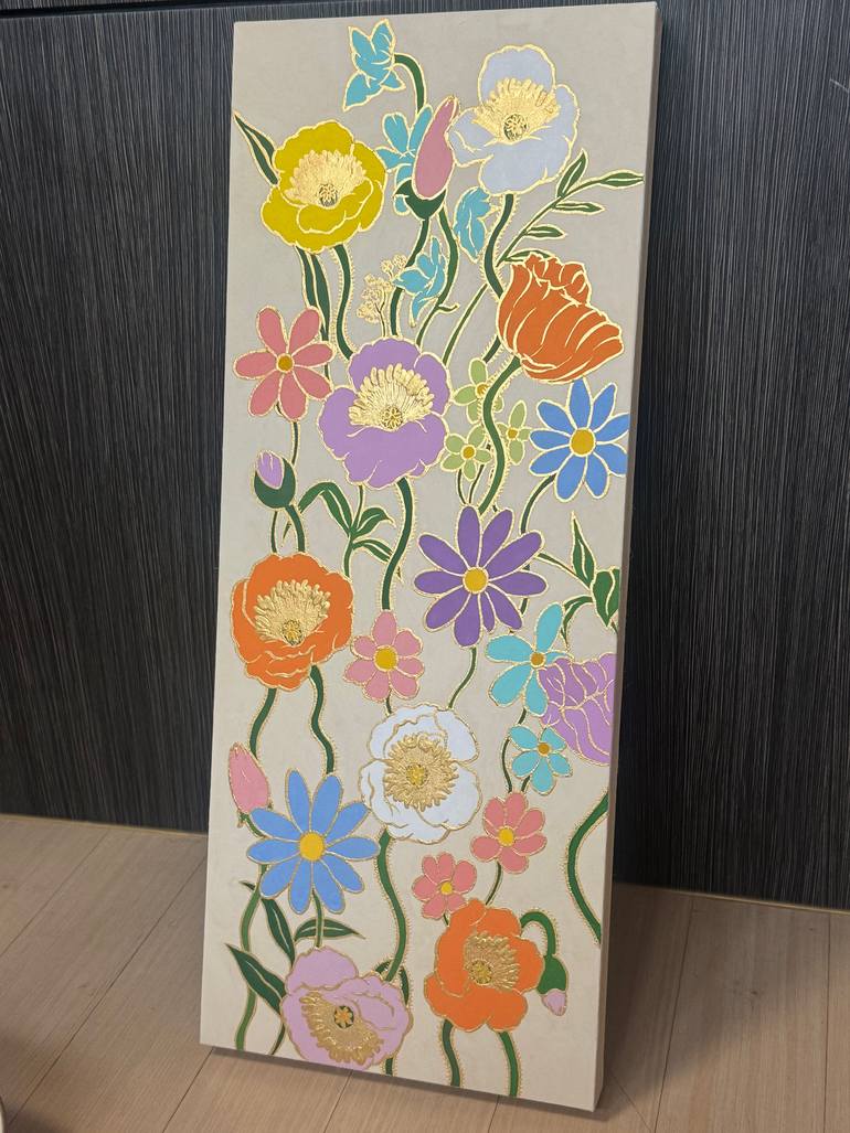 Original Art Deco Floral Painting by Jooha Sim