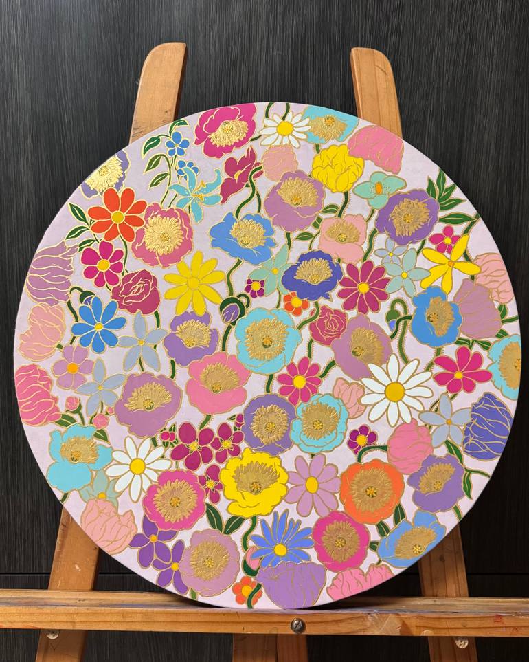 Original Abstract Floral Painting by Jooha Sim