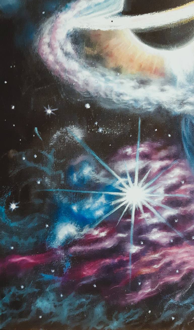 Original Illustration Outer Space Painting by Oleh Dobroskokov