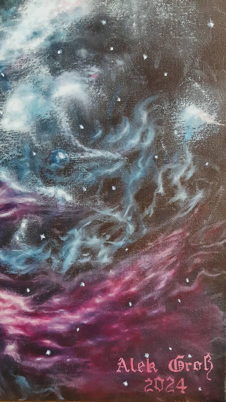 Original Illustration Outer Space Painting by Oleh Dobroskokov