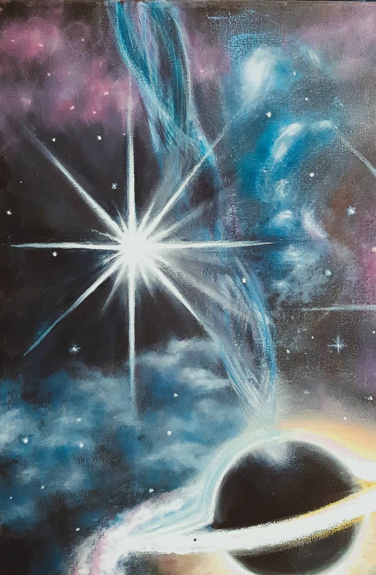 Original Illustration Outer Space Painting by Oleh Dobroskokov