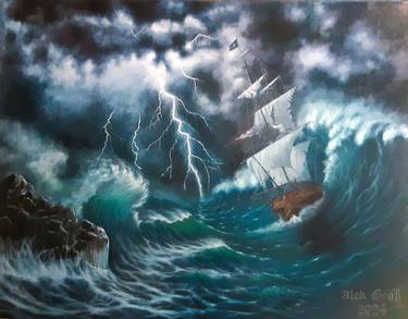 Original Expressionism Seascape Painting by Oleh Dobroskokov