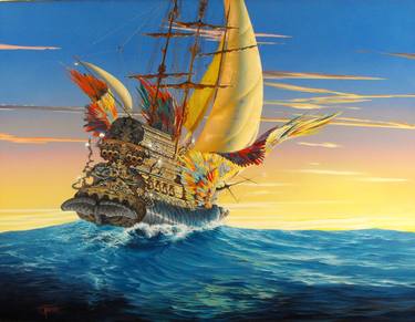 Print of Expressionism Ship Paintings by Stefan Pavlov