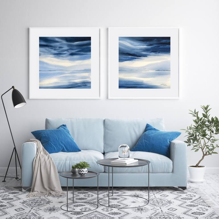 Original Abstract Seascape Painting by PD Watercolor