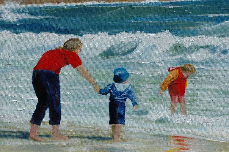 Original Impressionism Beach Painting by Richard Morris