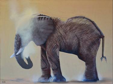 Elephant Blowing Dust thumb