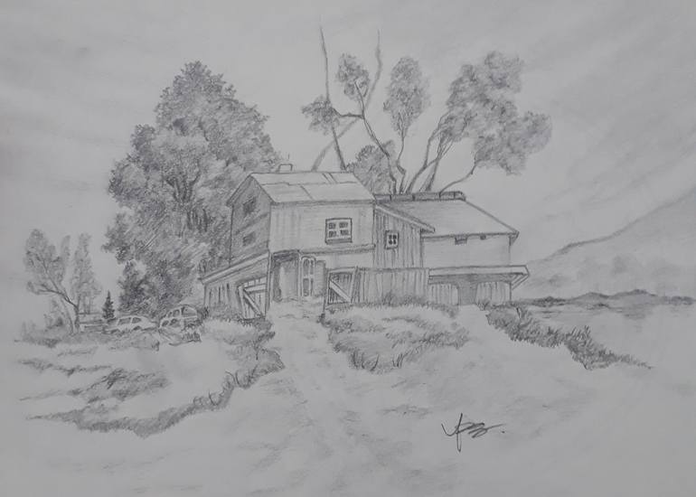 village scenery drawing