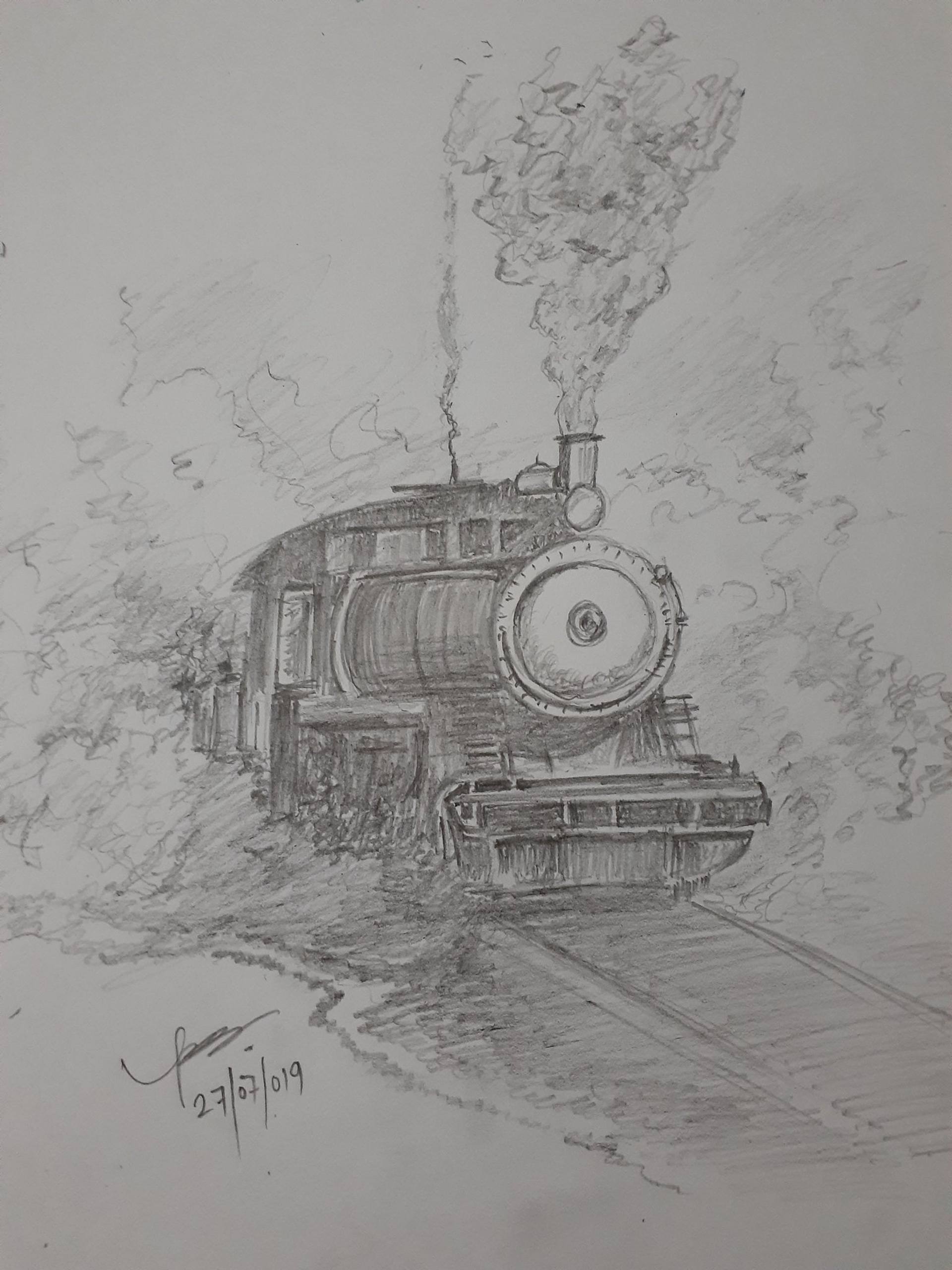 Train Drawing by Abdul Sami Saatchi Art