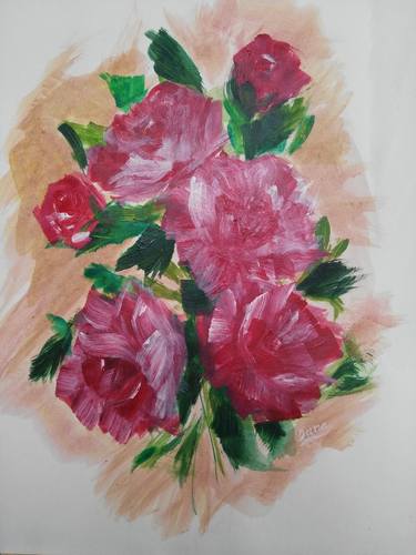 Original Abstract Floral Paintings by Sana Askari
