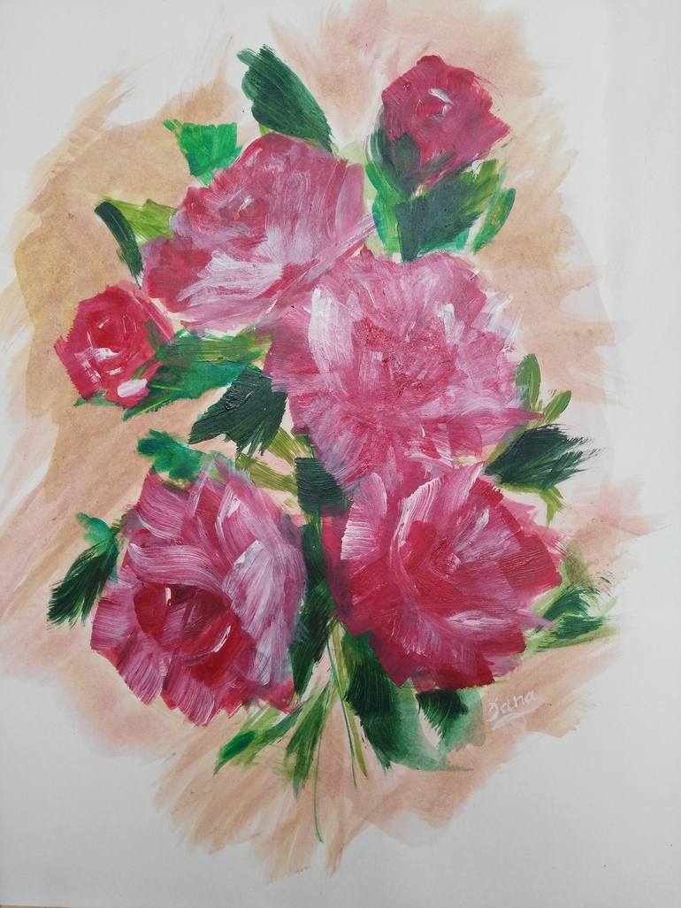 Original Abstract Floral Painting by Sana Askari