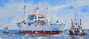 Series Museum Ship Cargo Ship CAP SAN DIEGO Original Oil Painting thumb