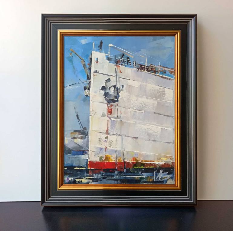 Original Fine Art Ship Painting by Volodymyr Glukhomanyuk