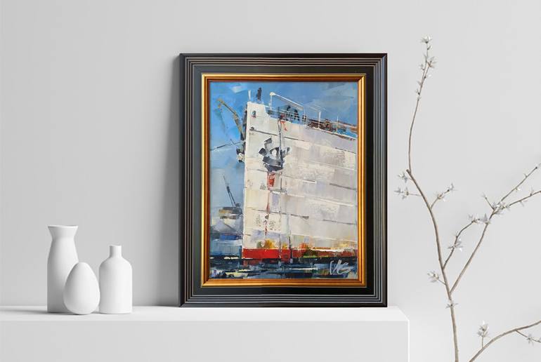 Original Fine Art Ship Painting by Volodymyr Glukhomanyuk