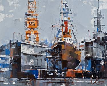 Original Boat Paintings by Volodymyr Glukhomanyuk