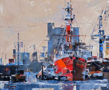 Original Impressionism Boat Paintings by Volodymyr Glukhomanyuk