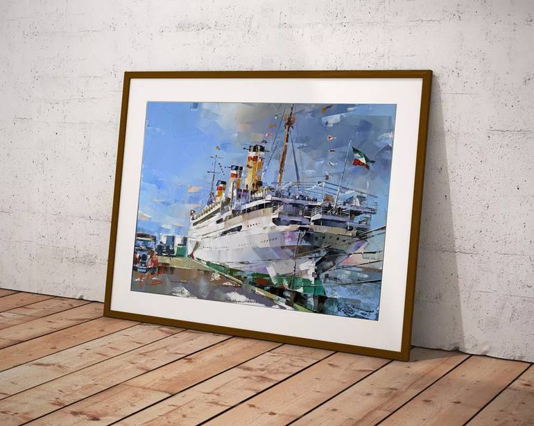 Original Fine Art Ship Painting by Volodymyr Glukhomanyuk