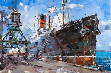 Original Fine Art Ship Paintings by Volodymyr Glukhomanyuk