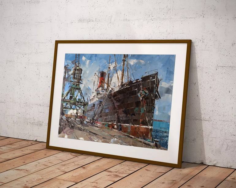 Original Fine Art Ship Painting by Volodymyr Glukhomanyuk