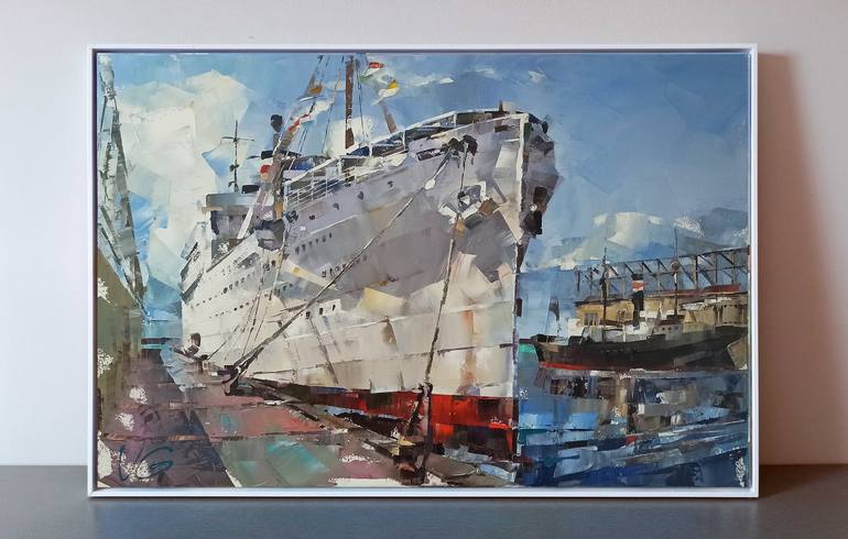 Original Fine Art Ship Painting by Volodymyr Glukhomanyuk