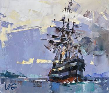 Original Fine Art Ship Paintings by Volodymyr Glukhomanyuk